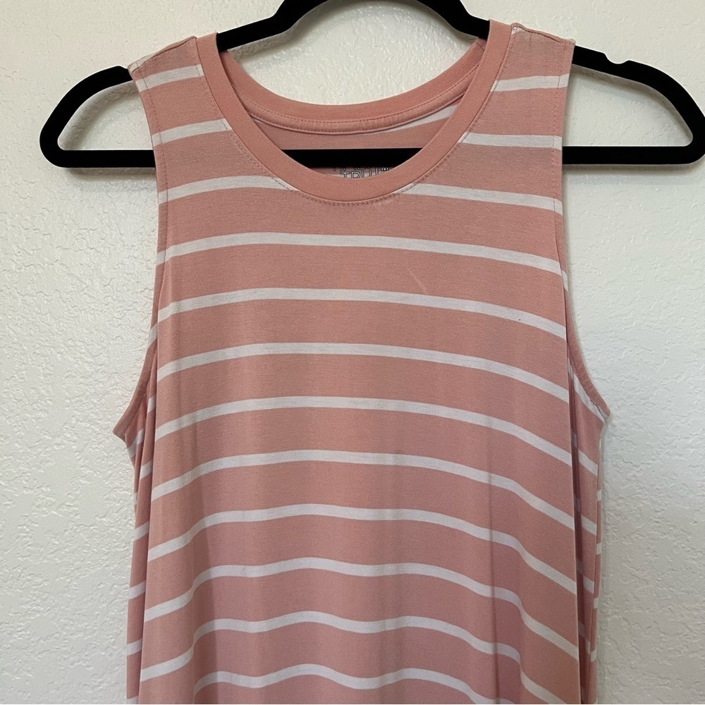 2/$30 Time and Tru Jersey Knit Sleeveless Dress Pink and White Stripe SZ M 8-10 - Picture 3 of 11